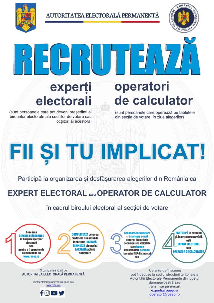 Autoritatea Electorală Permanentă recrutează experți electorali și operatori de calculator