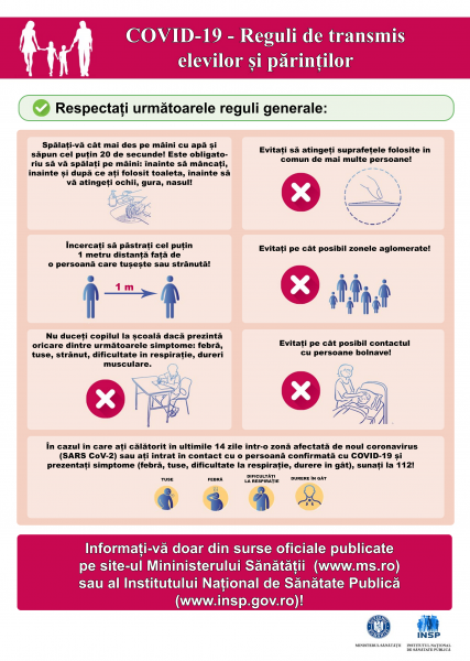 COVID-19 - Reguli de transmis elevilor și părinților