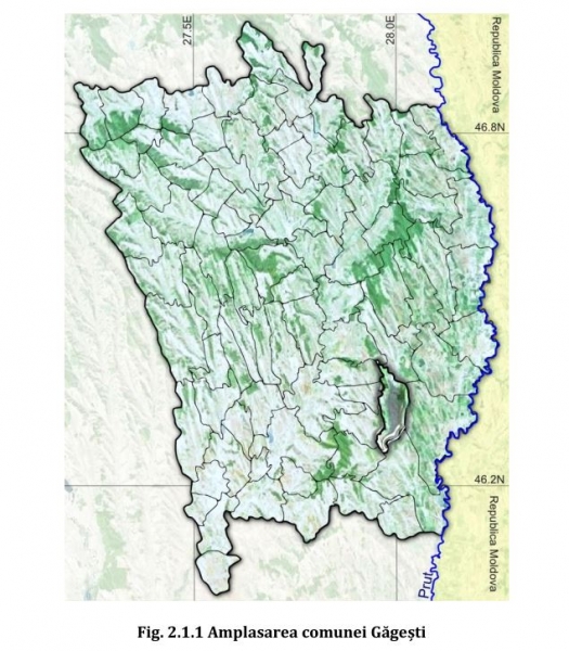Amplasarea comunei Găgești, județul Vaslui