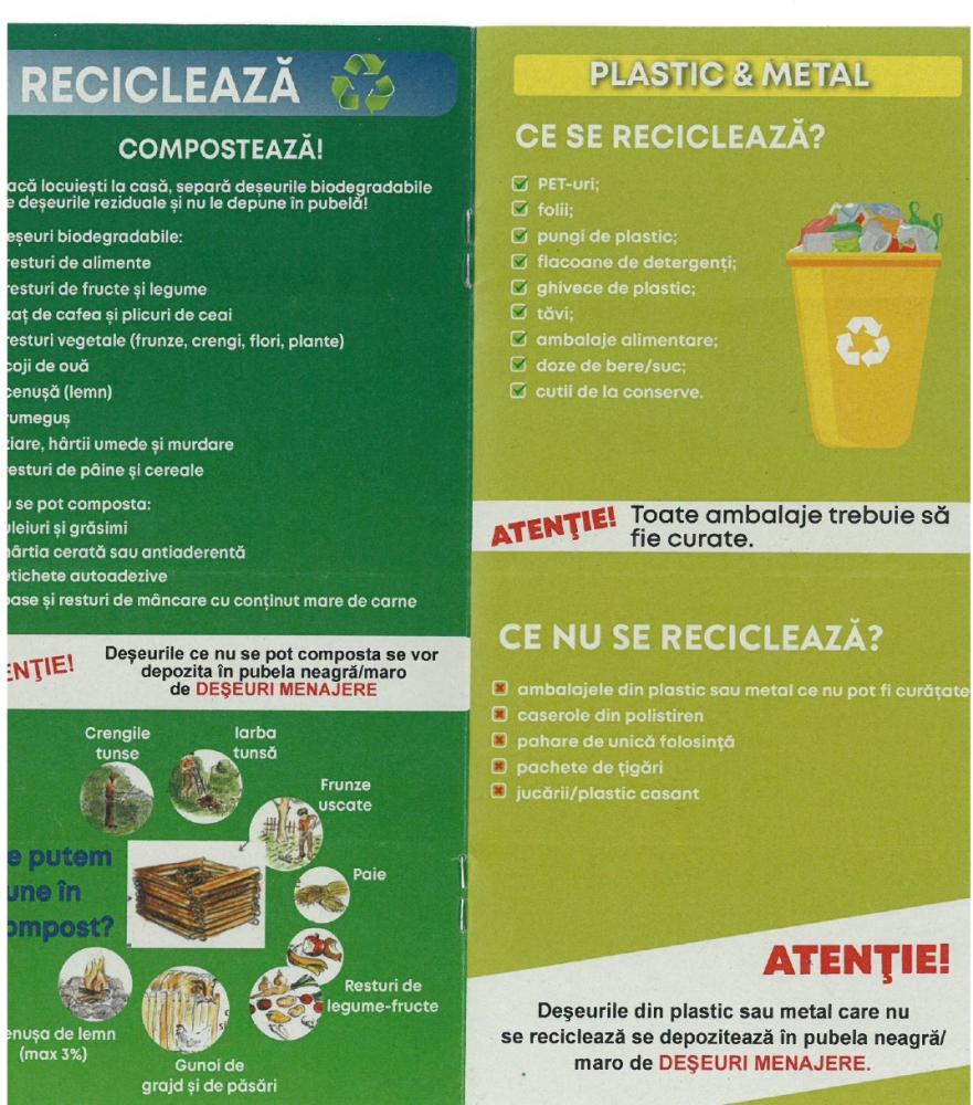 Informații privind colectarea selectivă a deșeurilor în comuna Găgești